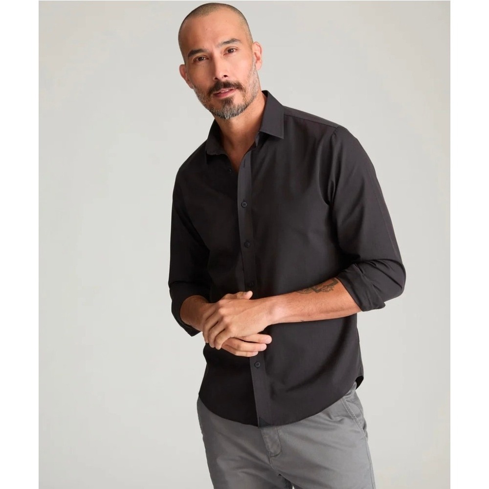 UNTUCKit Mens Black Stone WF Wrinkle Free Cotton Button Down Shirt XL 31360